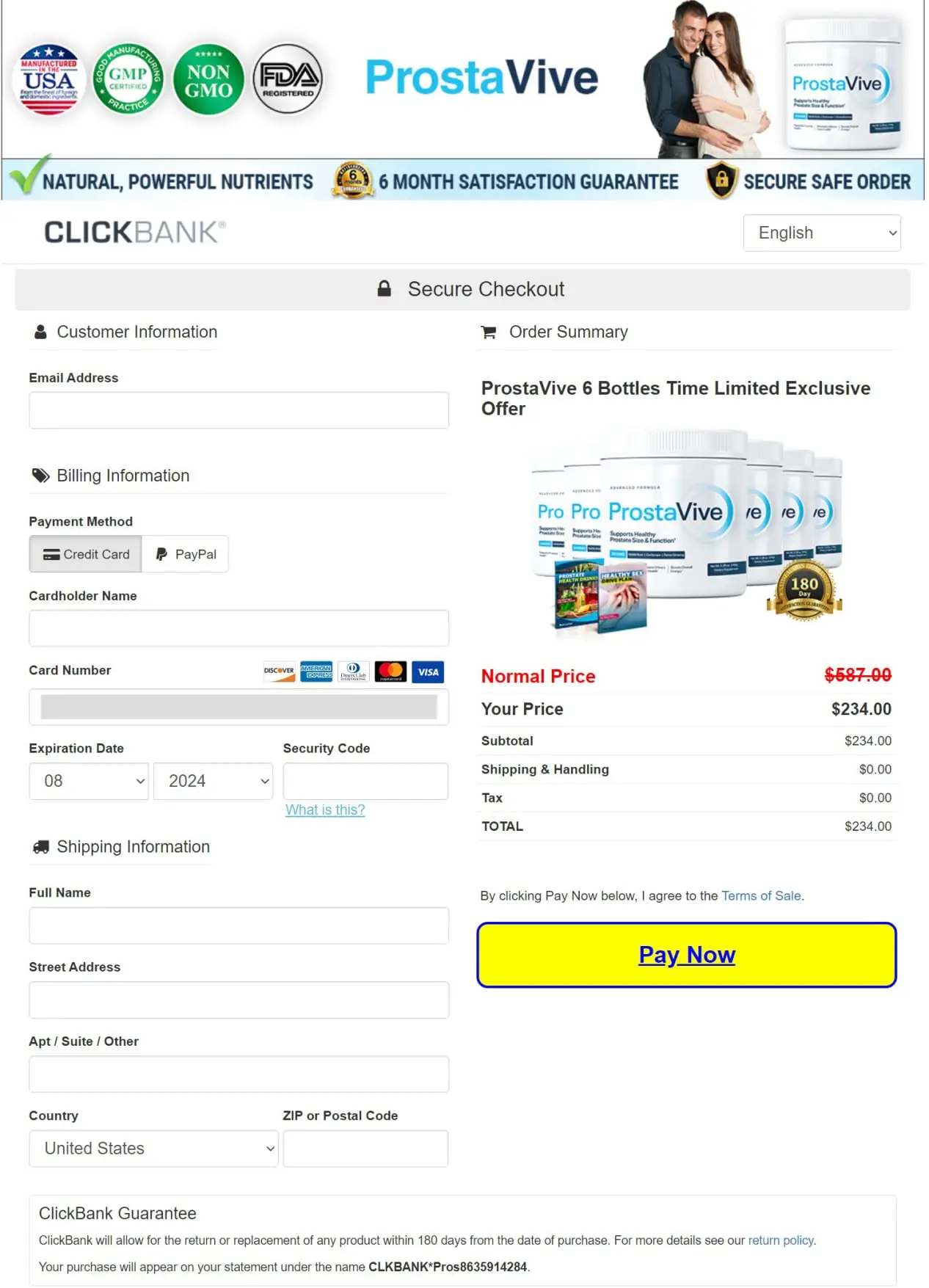 ProstaVive secure checkout